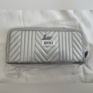 lug Metallic Silver Chevron Zip Wallet